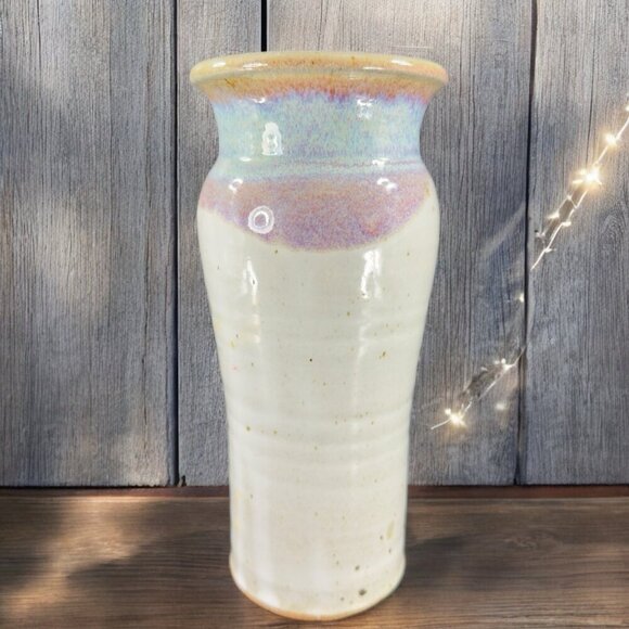 Lakeside Pottery Hand Made Tall Pottery Stoneware Vase Vessel Hand Made Vintage - Picture 1 of 14